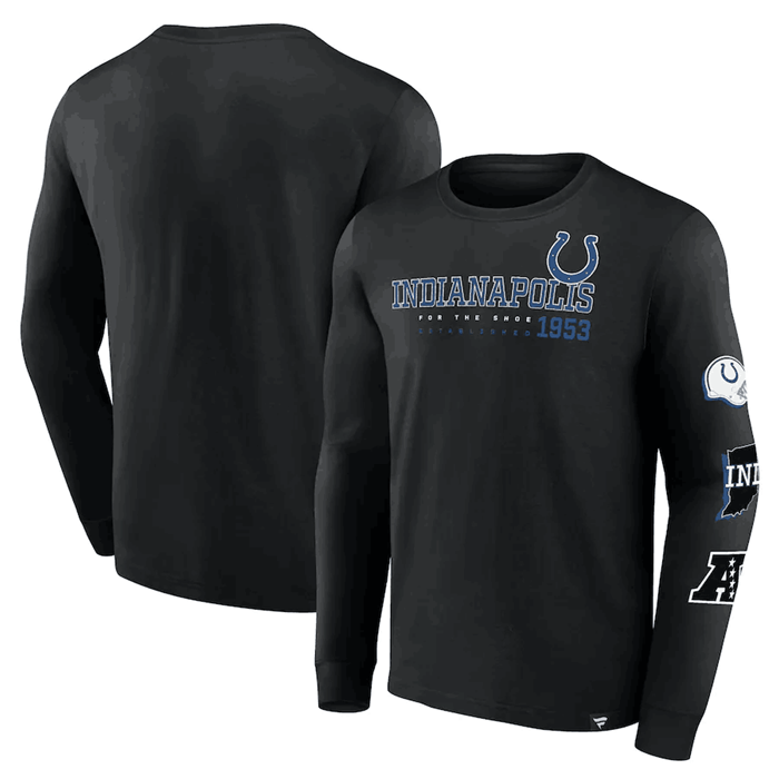 Men's Indianapolis Colts Black High Whip Pitcher Long Sleeve T-Shirt Men's Indianapolis Colts Black High Whip Pitcher Long Sleeve T-Shirt